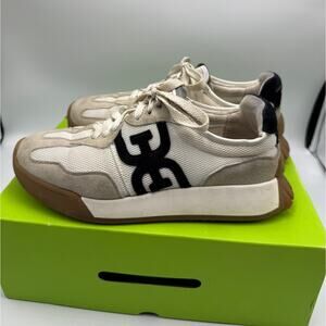 Sam Edelman Langley Sneakers Women's White Beige Low Top Lace Up Size 6.5